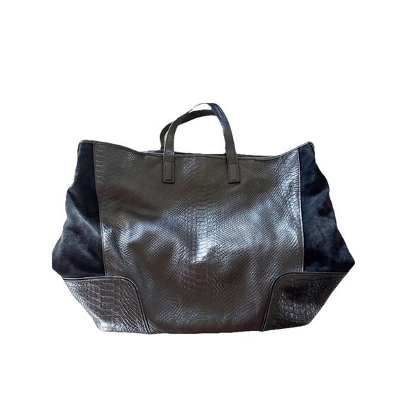 Coach Hadley Python Embossed Leather Suede Tote Bag F30963 No Strap - Picture 3 of 7